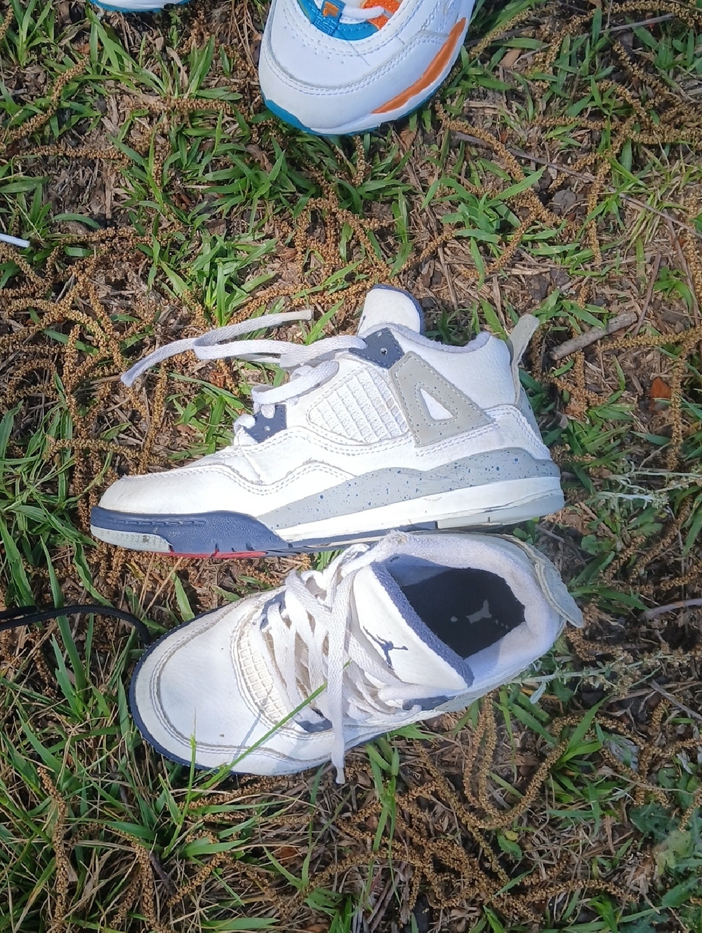 White Kids Basketball Sneakers with Gray Accents